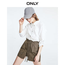 Load image into Gallery viewer, ONLY Women's Loose Fit Asymmetrical Neckline Letter Print Long-sleeved Shirt | 119231508