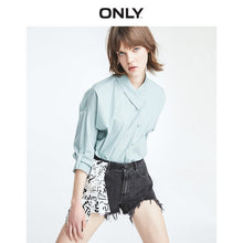 Load image into Gallery viewer, ONLY Women's Loose Fit Asymmetrical Neckline Letter Print Long-sleeved Shirt | 119231508
