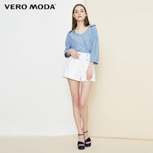 Load image into Gallery viewer, Vero Moda Women's Lace-Up Collar Stripe 3/4 Sleeves Shirt | 318331525