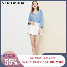 Load image into Gallery viewer, Vero Moda Women's Lace-Up Collar Stripe 3/4 Sleeves Shirt | 318331525