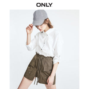 ONLY Women's  Loose Fit Asymmetrical Neckline Letter Print Long-sleeved Shirt | 119231508